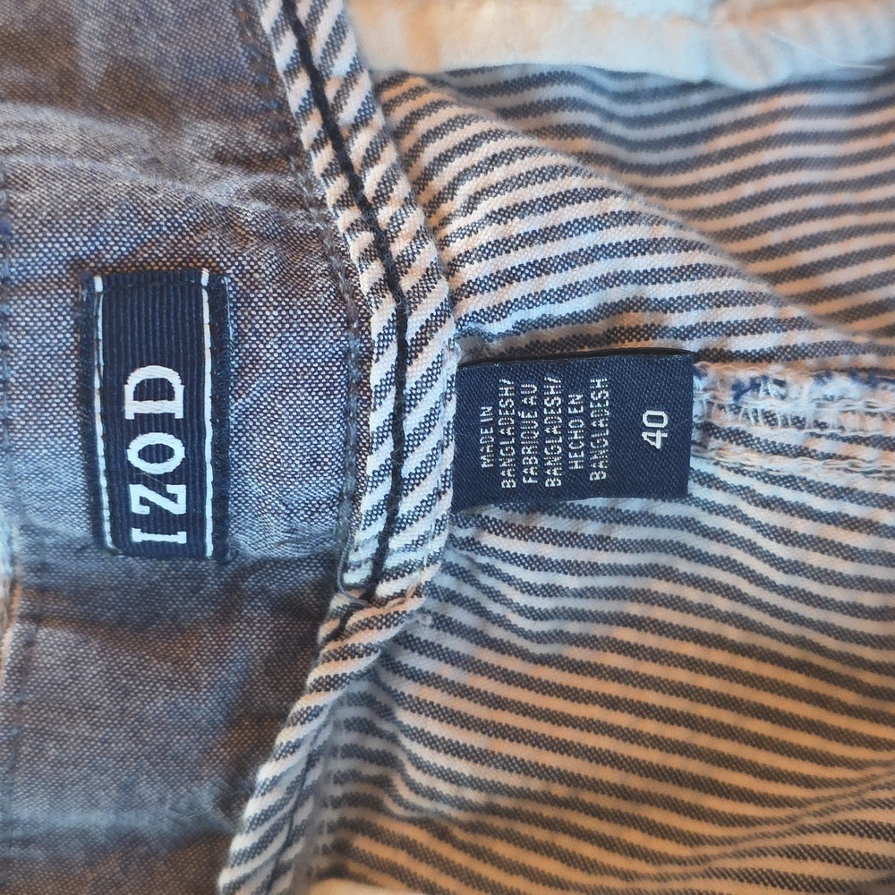 Izod Men's Lot of Two 10"‎ Seersucker Shorts Blue Tan Preppy Size 40 - Picture 4 of 15